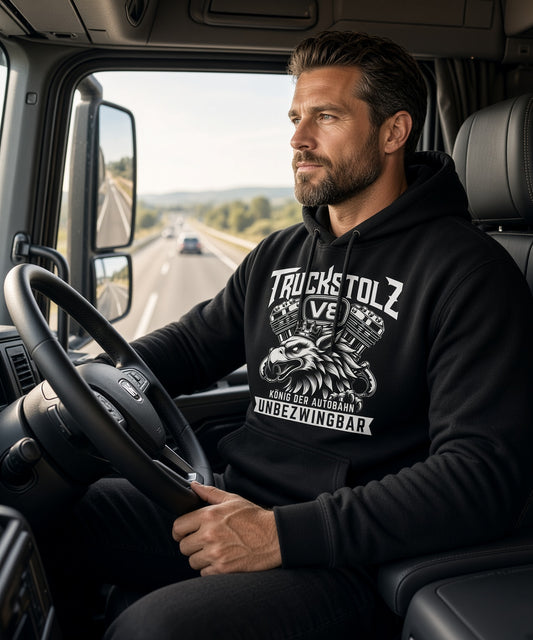 TRUCKSTOLZ® „König der Autobahn“ Hoodie – V8 Greif // Unbezwingbar