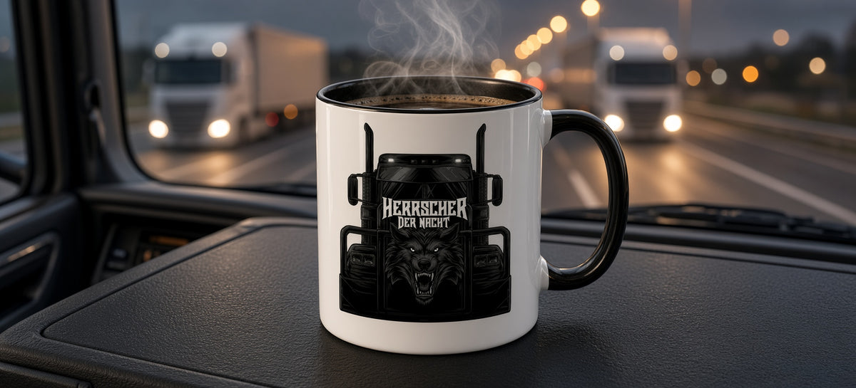 TRUCKSTOLZ® Kaffeebecher „Herrscher der Nacht“ – 11 oz Trucker Tasse
