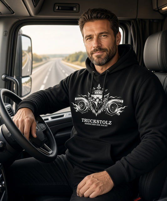 TRUCKSTOLZ® „Herrscher der Nacht“ Hoodie – Twin Turbo Greif // V8 Spirit